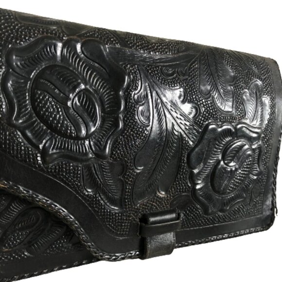 Vintage leather tooled shoulder bag purse - Picture 5 of 16